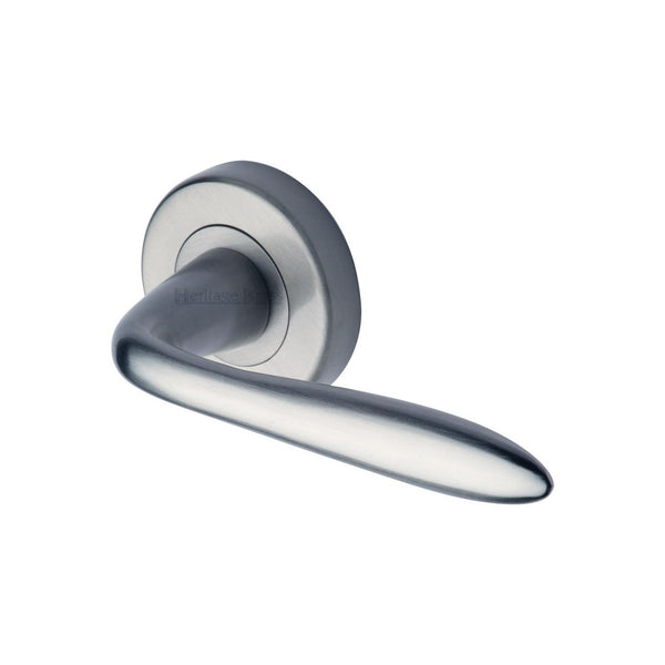 Sutton Door Handle on Round Rose by M Marcus - Heritage Brass