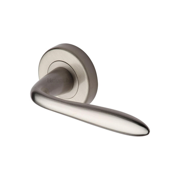 Sutton Door Handle on Round Rose by M Marcus - Heritage Brass