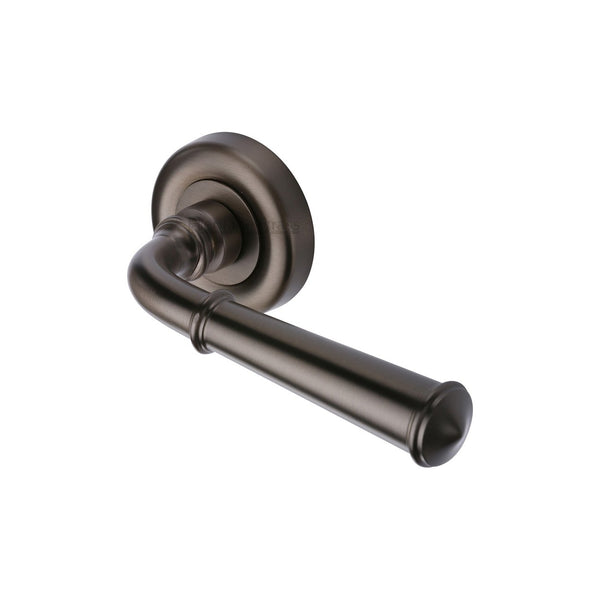 Colonial Door Handle on Round Rose by M Marcus - Heritage Brass