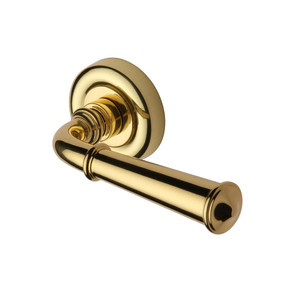 Colonial Door Handle on Round Rose by M Marcus - Heritage Brass