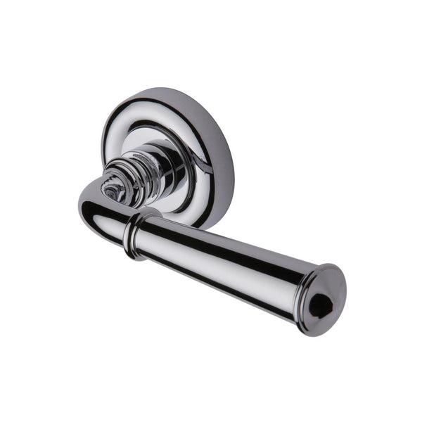 Colonial Door Handle on Round Rose by M Marcus - Heritage Brass