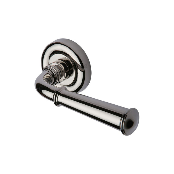 Colonial Door Handle on Round Rose by M Marcus - Heritage Brass