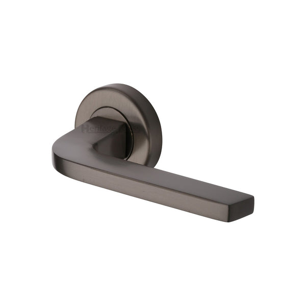 Bellagio Door Handle on Round Rose by M Marcus - Heritage Brass