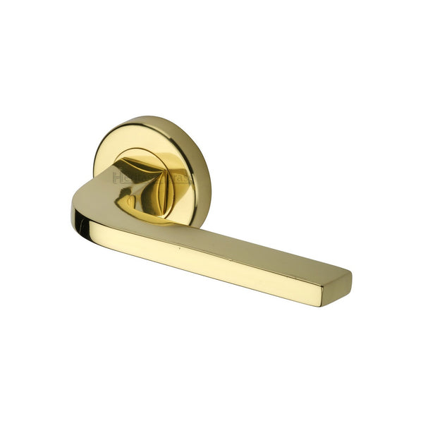 Bellagio Door Handle on Round Rose by M Marcus - Heritage Brass