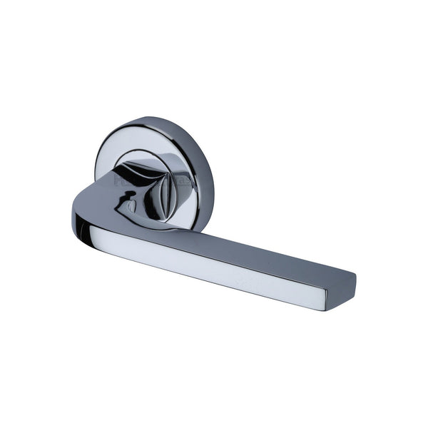 Bellagio Door Handle on Round Rose by M Marcus - Heritage Brass