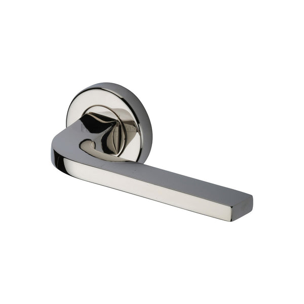 Bellagio Door Handle on Round Rose by M Marcus - Heritage Brass