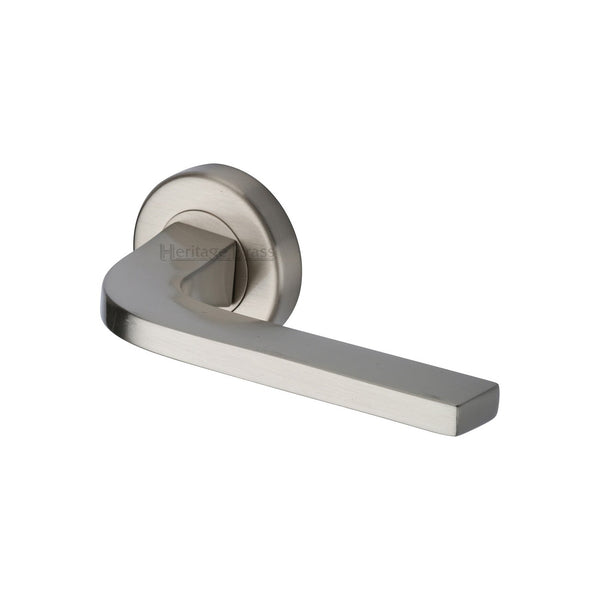 Bellagio Door Handle on Round Rose by M Marcus - Heritage Brass