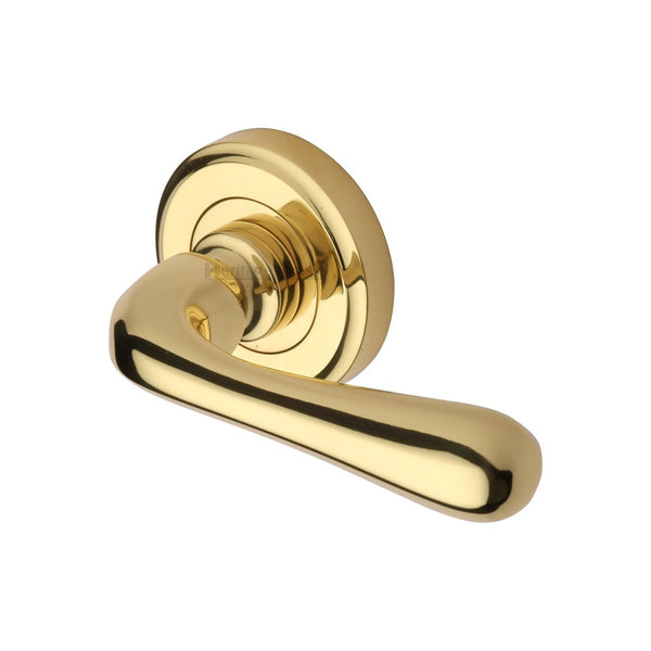 Charlbury Door Handle on Round Rose by M Marcus - Heritage Brass