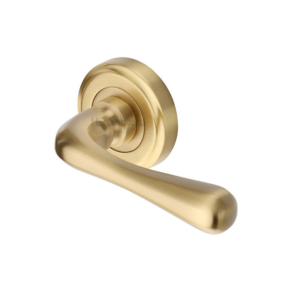 Charlbury Door Handle on Round Rose by M Marcus - Heritage Brass