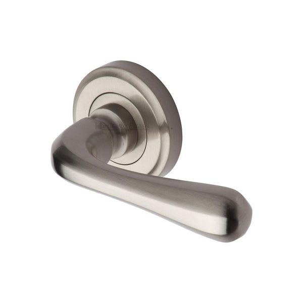 Charlbury Door Handle on Round Rose by M Marcus - Heritage Brass