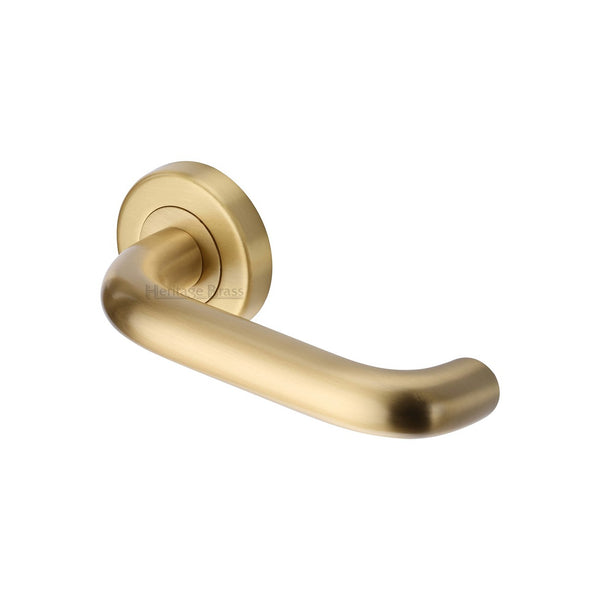 Harmony Door Handle on Round Rose by M Marcus - Heritage Brass