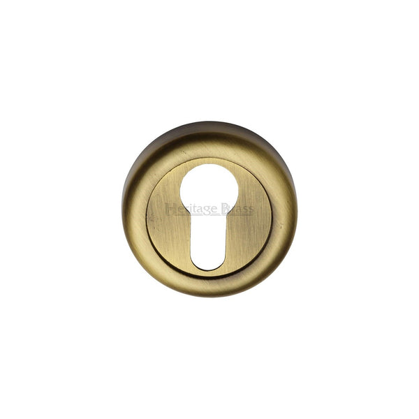Euro Profile Cylinder Escutcheon Round - V6724 - Antique Brass