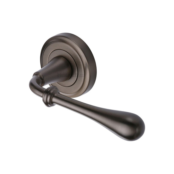 Roma Door Handle on Round Rose by M Marcus - Heritage Brass