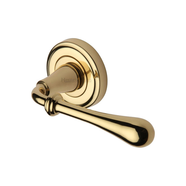 Roma Door Handle on Round Rose by M Marcus - Heritage Brass