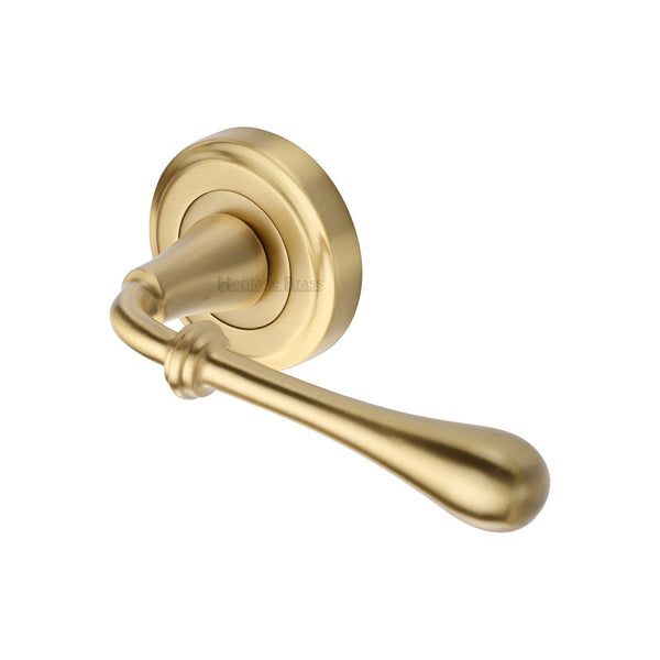 Roma Door Handle on Round Rose by M Marcus - Heritage Brass