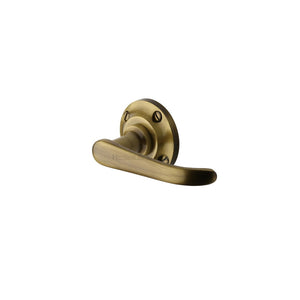 Windsor Door Handle on Round Rose - Antique Brass