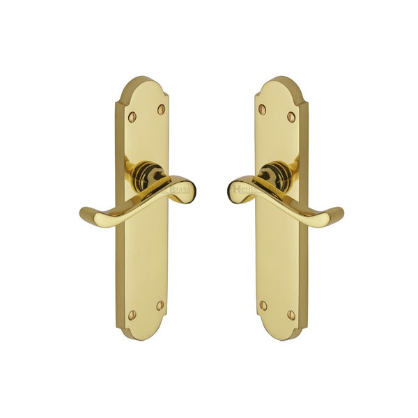 Savoy Long Door Handle on Plate by M Marcus - Heritage Brass
