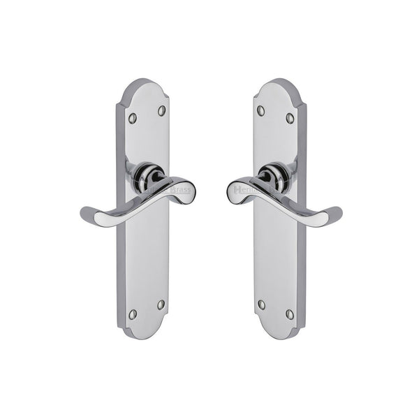 Savoy Long Door Handle on Plate by M Marcus - Heritage Brass
