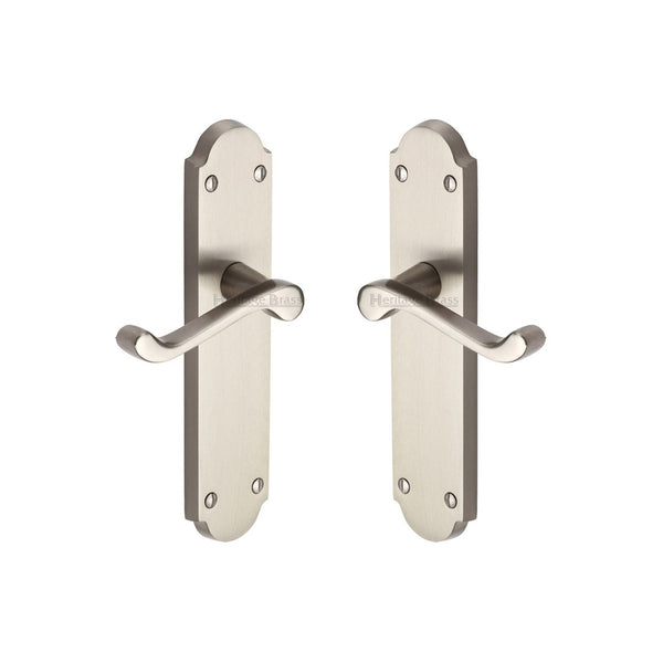 Savoy Long Door Handle on Plate by M Marcus - Heritage Brass
