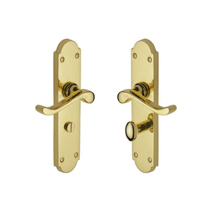 Savoy Long Door Handle on Plate by M Marcus - Heritage Brass