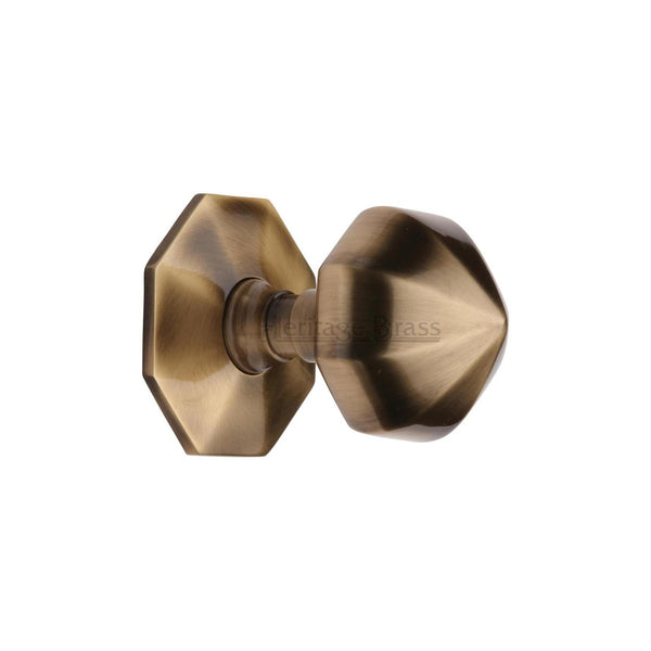 Octagon Center Door Knob by M Marcus - Heritage Brass