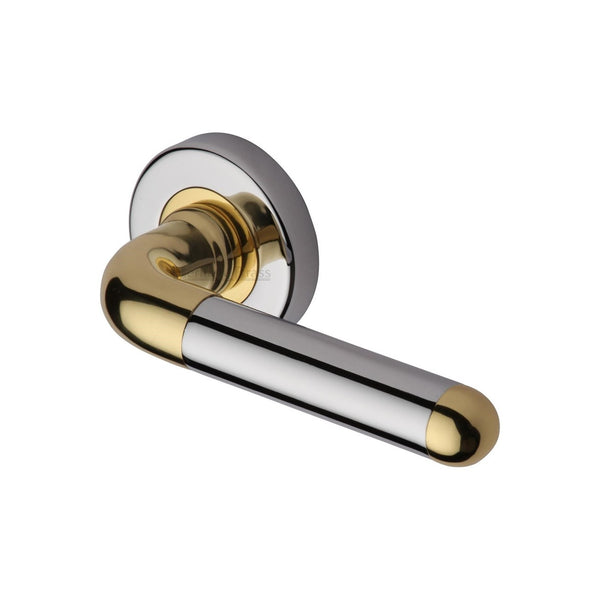 Vienna Door Handle on Round Rose by M Marcus - Heritage Brass