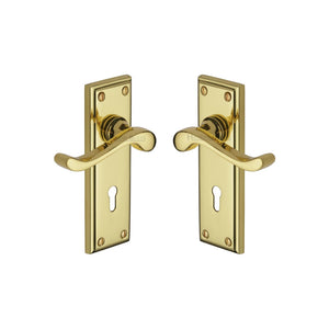 Edwardian Door Handle on Plate by M Marcus - Heritage Brass