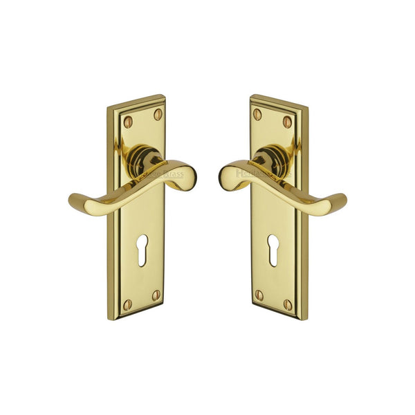 Edwardian Door Handle on Plate by M Marcus - Heritage Brass