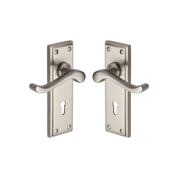 Edwardian Door Handle on Plate by M Marcus - Heritage Brass