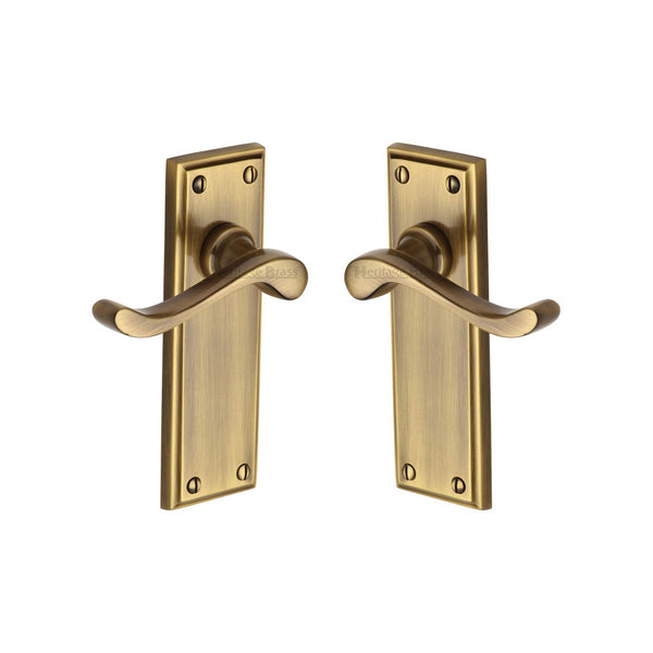 Edwardian Door Handle on Plate by M Marcus - Heritage Brass