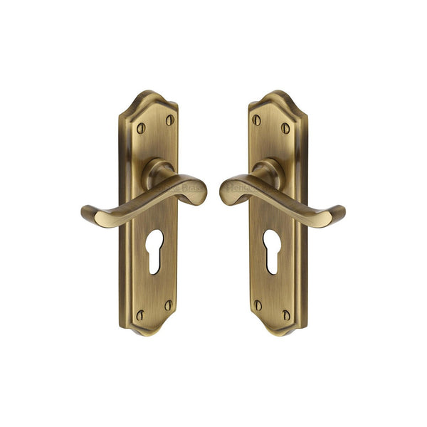 Buckingham Door Handle on Plate by M Marcus - Heritage Brass