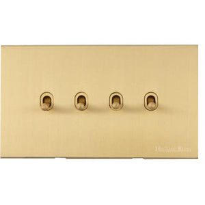 Windsor Range Matt Brass Switches & Sockets, WN40 - 4 Gang Stockholm Toggle by Heritage Brass By M-Marcus