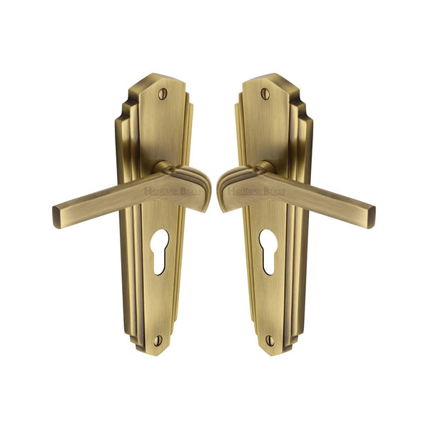 Waldorf Door Handle on Plate by M Marcus - Heritage Brass