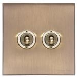 Windsor Range Aged Brass Switches & Sockets, WN50 - 1 Gang Intermediate Toggle Switch by Heritage Brass By M-Marcus