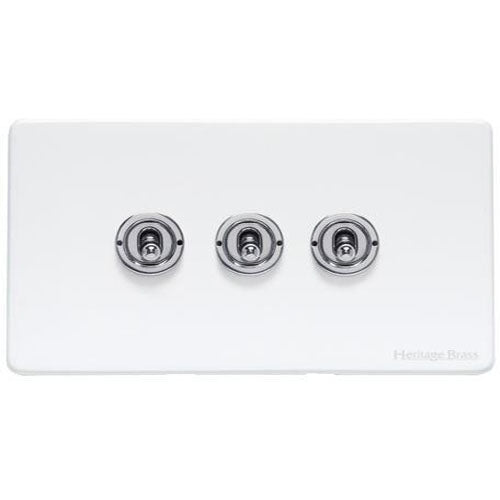 Vintage Range-Gloss White-3 Gang Toggle Switch