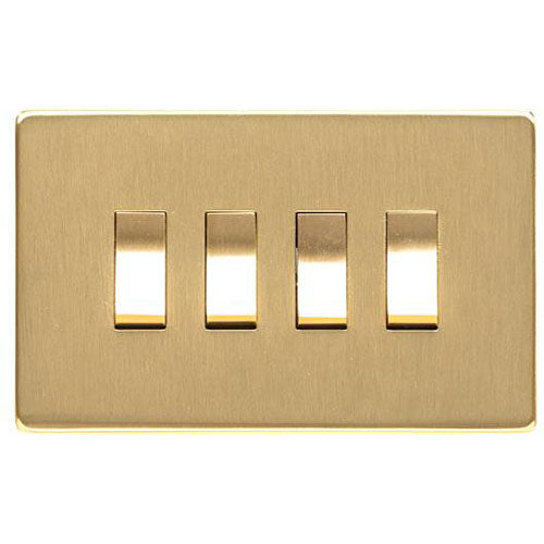 Studio Range-Satin Brass-4 Gang Rocker Switch (10 Amp)