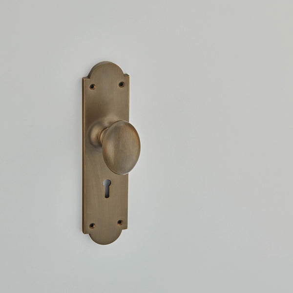Oval Knob On 8" Shaped Lock Backplate-6502