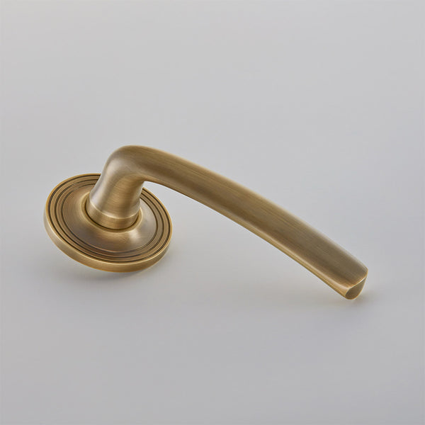 Croft Ironmongery, Floe Door Handle on Reeded Edge Covered Rose-7200COV57C, Door Handles, Lever Handles On Rose