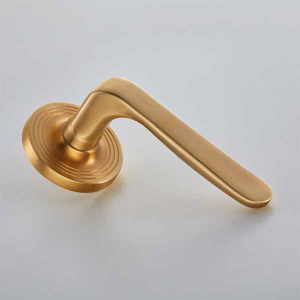 Croft Ironmongery, Garde Door Handle on 65mm Reeded Covered Rose-7210COV65C, Door Handles, Lever Handles On Rose