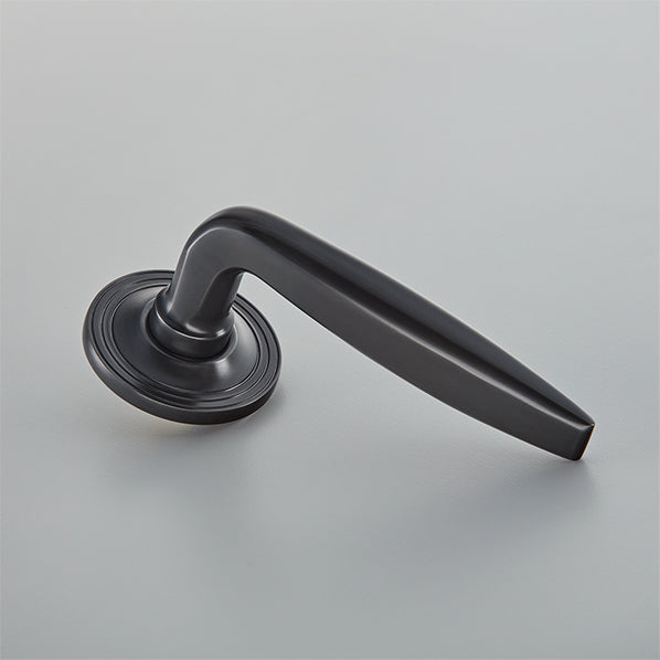 Croft Ironmongery, Maine Door Handle on Reeded Covered Rose-7230COV57C, Door HANDLES, Lever Handles On Rose