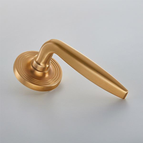 Croft Ironmongery, Maine Door Handle on 65mm Reeded Covered Rose-7230COV65C, Door HANDLES, Lever Handles On Rose