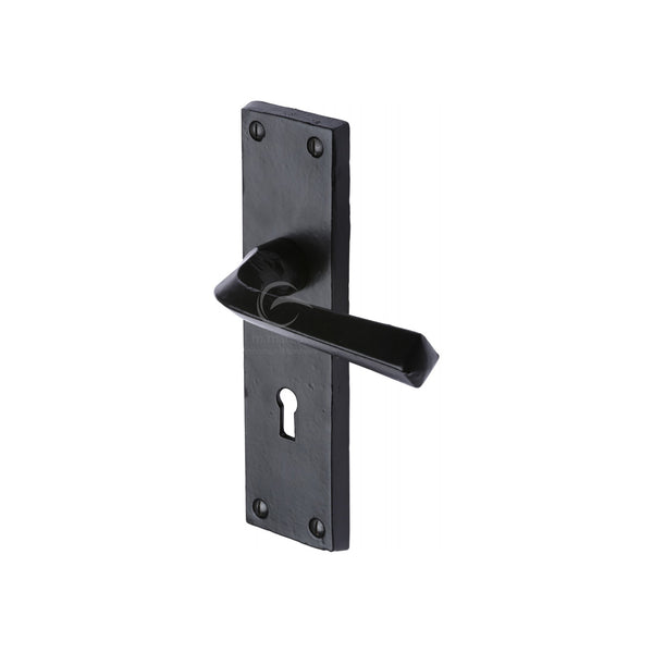 M Marcus - Heritage Brass, Black Iron Bridgnorth Door Handle on Plate, Door Handles, Door Handles on Plate