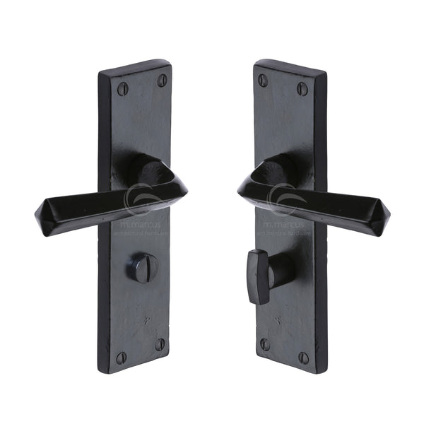 M Marcus - Heritage Brass, Black Iron Bridgnorth Door Handle on Plate, Door Handles, Door Handles on Plate