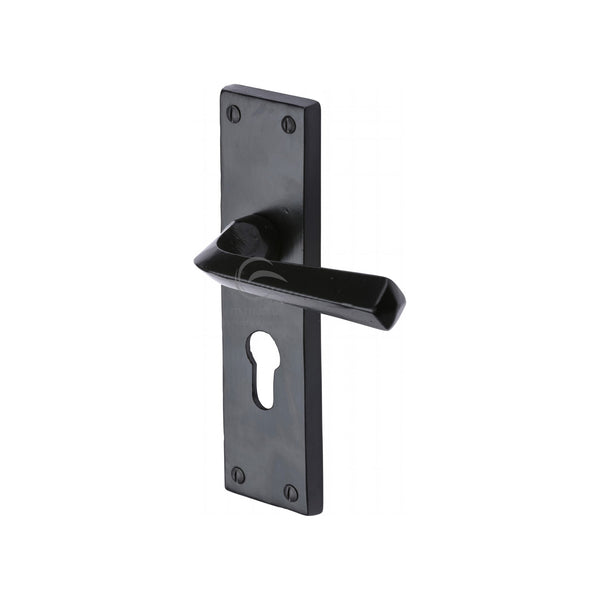 M Marcus - Heritage Brass, Black Iron Bridgnorth Door Handle on Plate, Door Handles, Door Handles on Plate