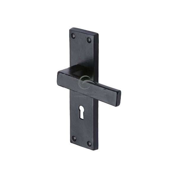 M Marcus - Heritage Brass, Black Iron Cheswell Door Handle on Plate, Door Handles, Door Handles on Plate