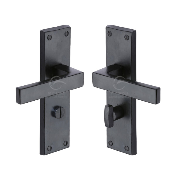 M Marcus - Heritage Brass, Black Iron Cheswell Door Handle on Plate, Door Handles, Door Handles on Plate