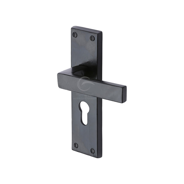 M Marcus - Heritage Brass, Black Iron Cheswell Door Handle on Plate, Door Handles, Door Handles on Plate