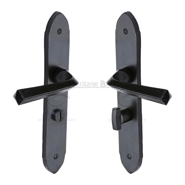 M Marcus - Heritage Brass, Black Iron Grafton Door Handle on Plate, Door Handles, Door Handles on Plate