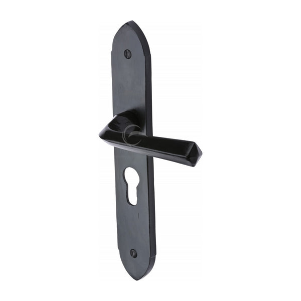 M Marcus - Heritage Brass, Black Iron Grafton Door Handle on Plate, Door Handles, Door Handles on Plate