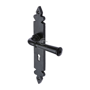 M Marcus - Heritage Brass, Black Iron Ludlow Door Handle on Plate, Door Handles, Door Handles on Plate